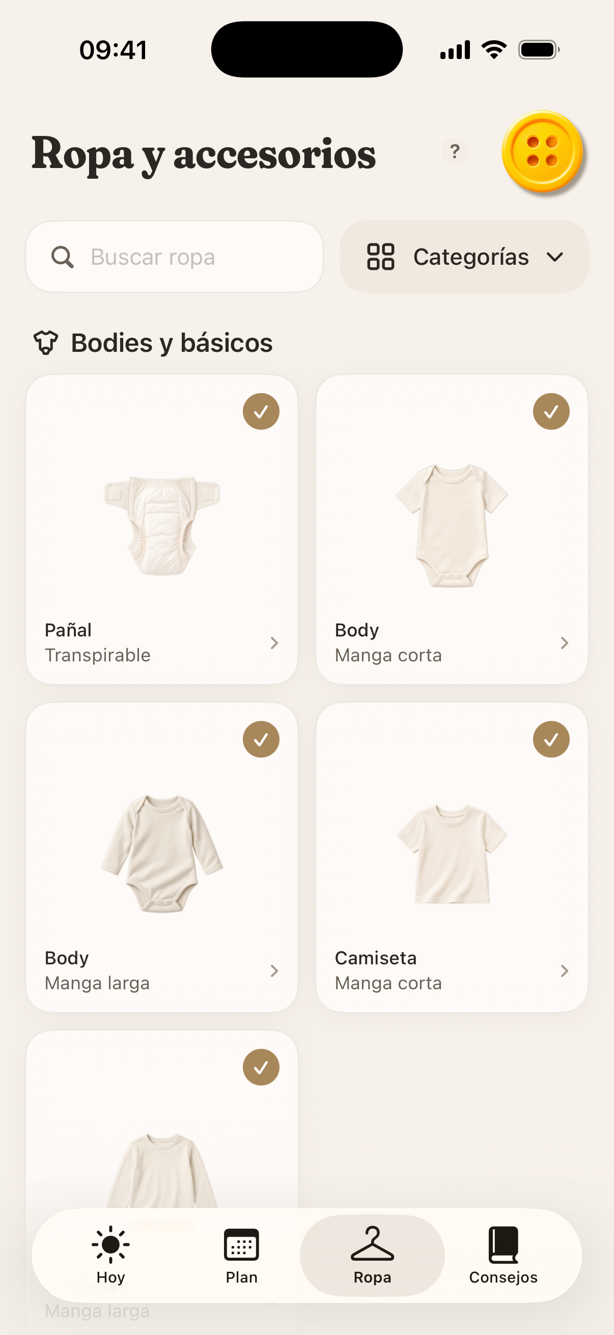 Ropa y accesorios en la app Button