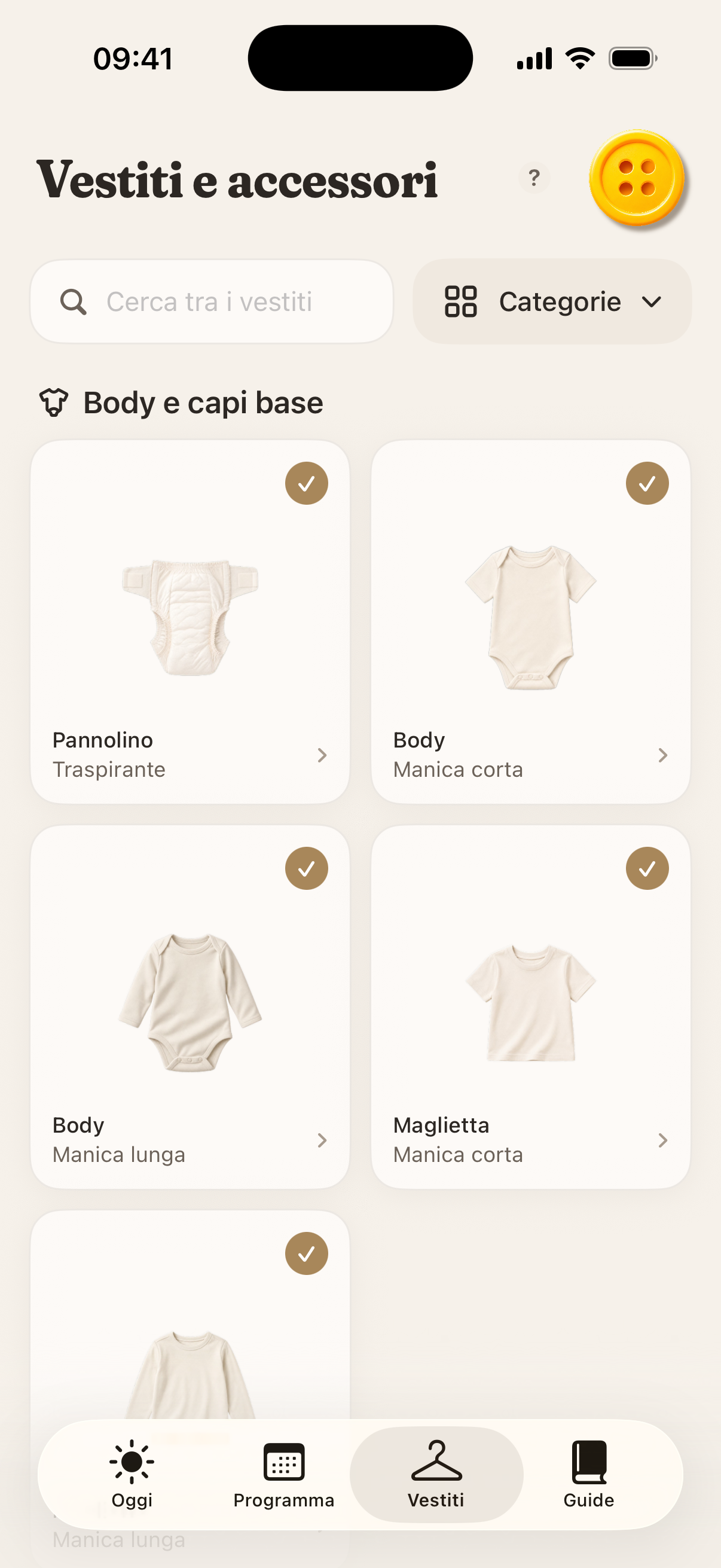 Vestiti e accessori nell’app Button