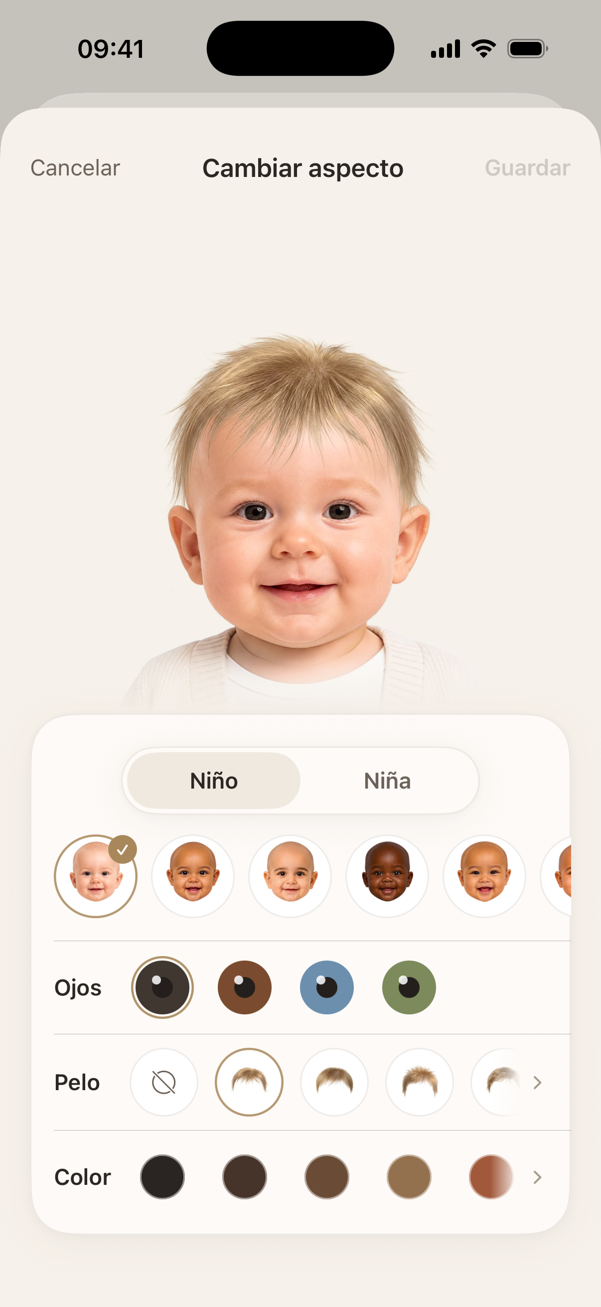 Cómo cambiar el aspecto del bebé en la app Button