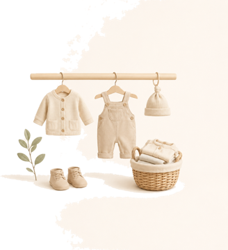 An empty wooden clothes rack and basket