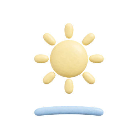 A pale winter clay sun high above an icy-blue horizon