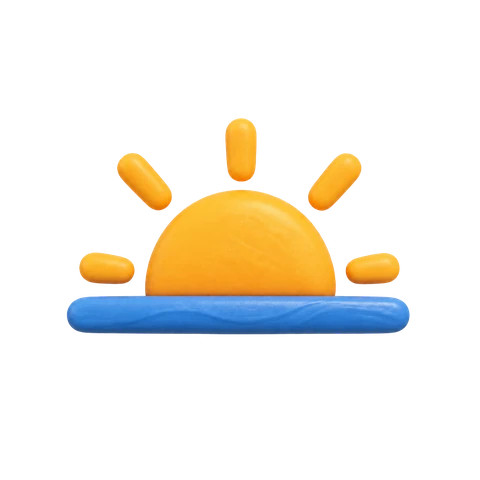 A low golden clay sun above a blue horizon