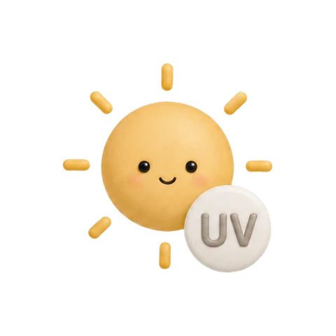A yellow clay sun with a UV marker