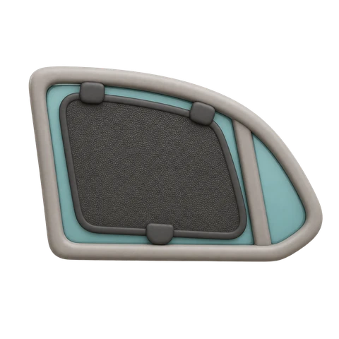 A clay car window with a fitted mesh shade