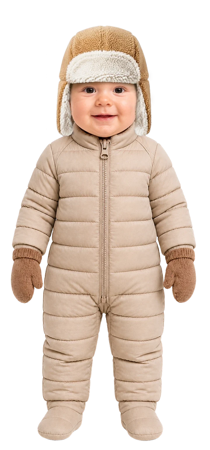 La ropa con 0 grados: body de manga larga, pantalón grueso, calcetines de lana, forro polar grueso, buzo de invierno, manoplas y gorro grueso