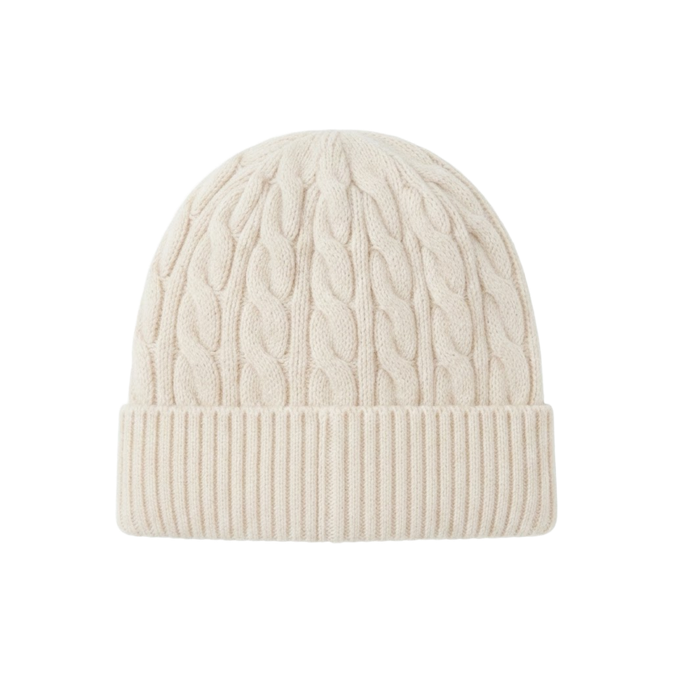 Light cable-knit hat