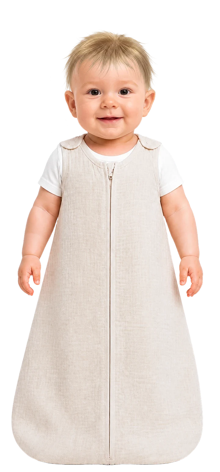 La ropa para dormir: body de manga corta y saco de dormir de 0,5 TOG