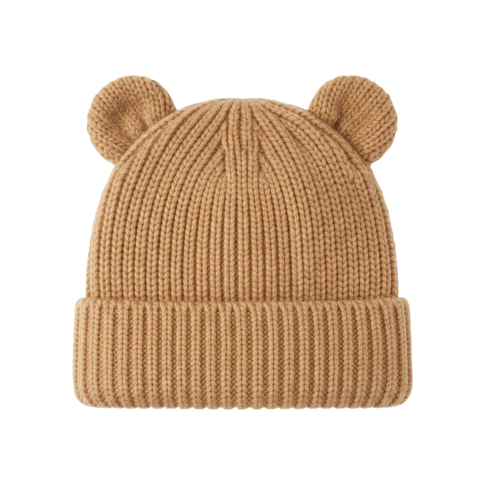 Warm bear-ear hat