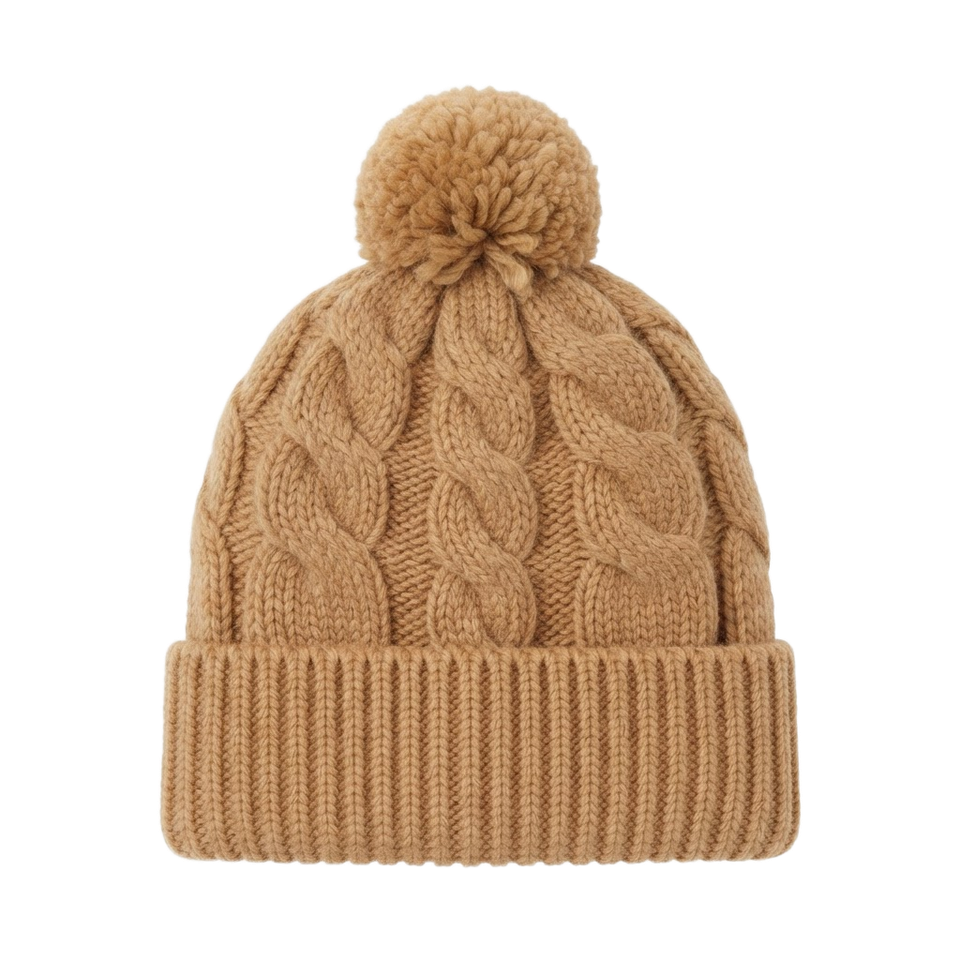 Warm cable pom hat